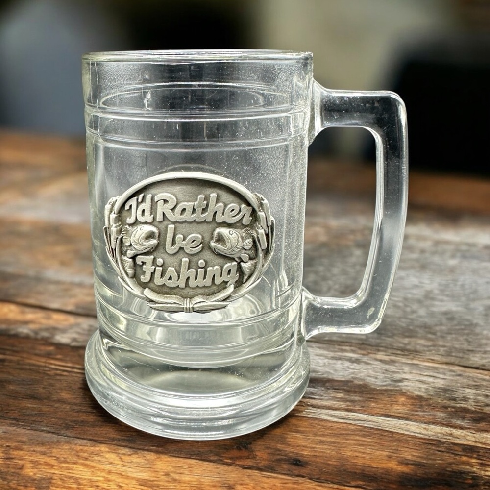 Beer Mug Glass "I'd Rather Be Fishing" Father's Day Gift Birthday Gift Fisherman